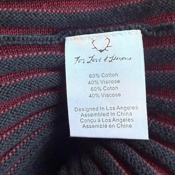 NWT KNITZ For LOVE & LEMONS SWITCH STRIPED Deep V-Neck Mini Ribbed Dress 151 - Picture 7 of 11